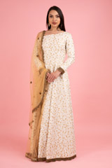 White Drop Shoulder Anarkali2136 video